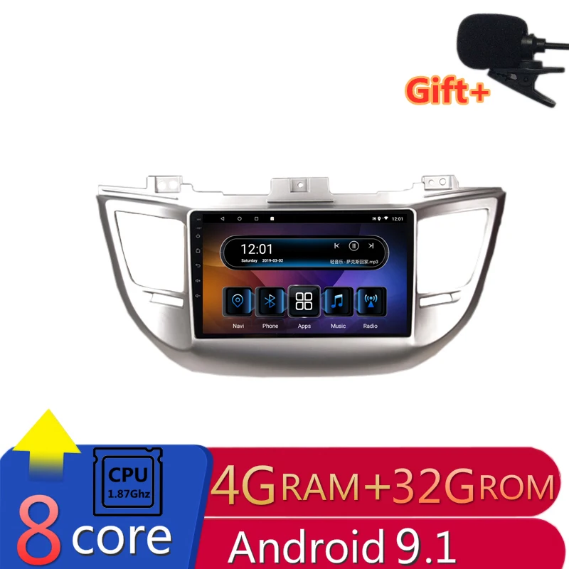 Автомагнитола 9 &quot 4 Гб ОЗУ 8 ядер Android DVD GPS навигация для Hyundai Tucson/IX35 2015 2016 2017 аудио