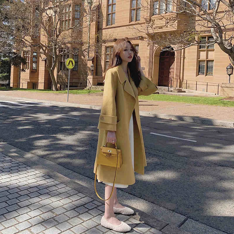 

Новинка Осень-зима женский ремень cмаз желтый Универсальный утолщенный двусторонний ремень средней длины