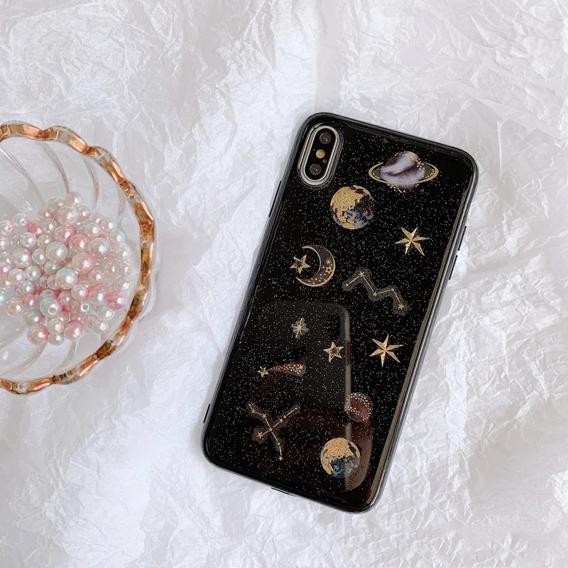 Модный Блестящий чехол со звездами и Луной для телефона iphone 11 Pro max прозрачная