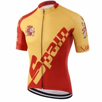 spain red cycling jersey unisex short sleeve cycling jersey clothing apparel quick dry moisture wicking cycling sports