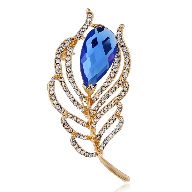 Fashion Female Male Elegant Flash Crystal Feathers Casual Brooch For Women Party Wedding Exquisite Gift Coat Accessories | Украшения и