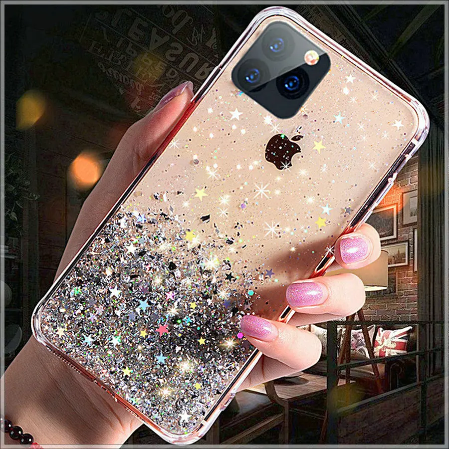 Индивидуальный Блестящий Прозрачный чехол для iphone xs max iPhone 11 Pro Max X XR Xs мягкий