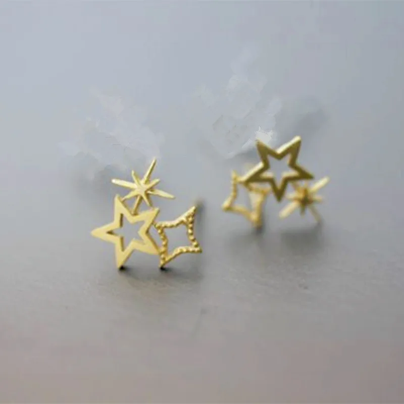 Модные серьги гвоздики в виде пентаграммы милые три вида звездного дизайна