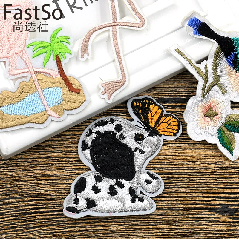 Тканевые нашивки на одежду с железными цветами птицами бабочками нашивками и