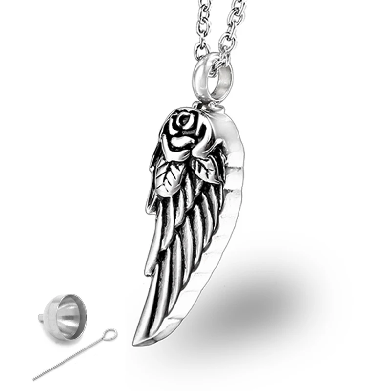 Винтажная нержавеющая сталь Крылья Ангела розы античное серебро флакон духов