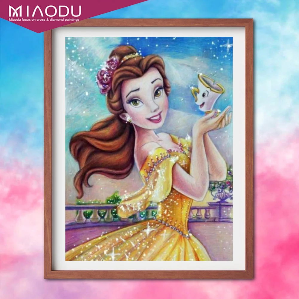 

5d Diy Disney Princess Diamond Painting Bella Mosaic Cartoon Diamond Embroidery Cross Stitch Kit Full Square Home Decoration