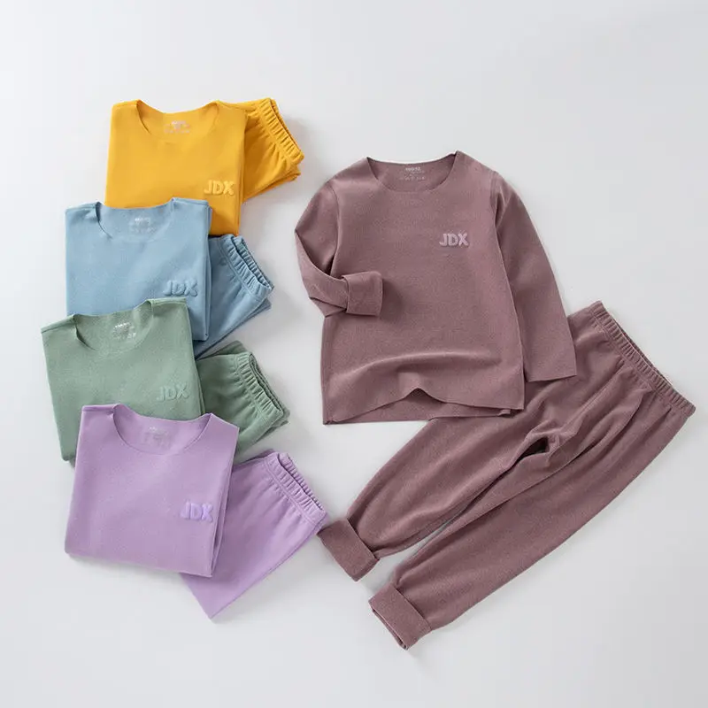 

Seamless Thermal Underwear Pure Color Comfortable Long Johns Toddler Girl Winter Clothes Baby Boy Ribbed Pajamas Kids Clothes