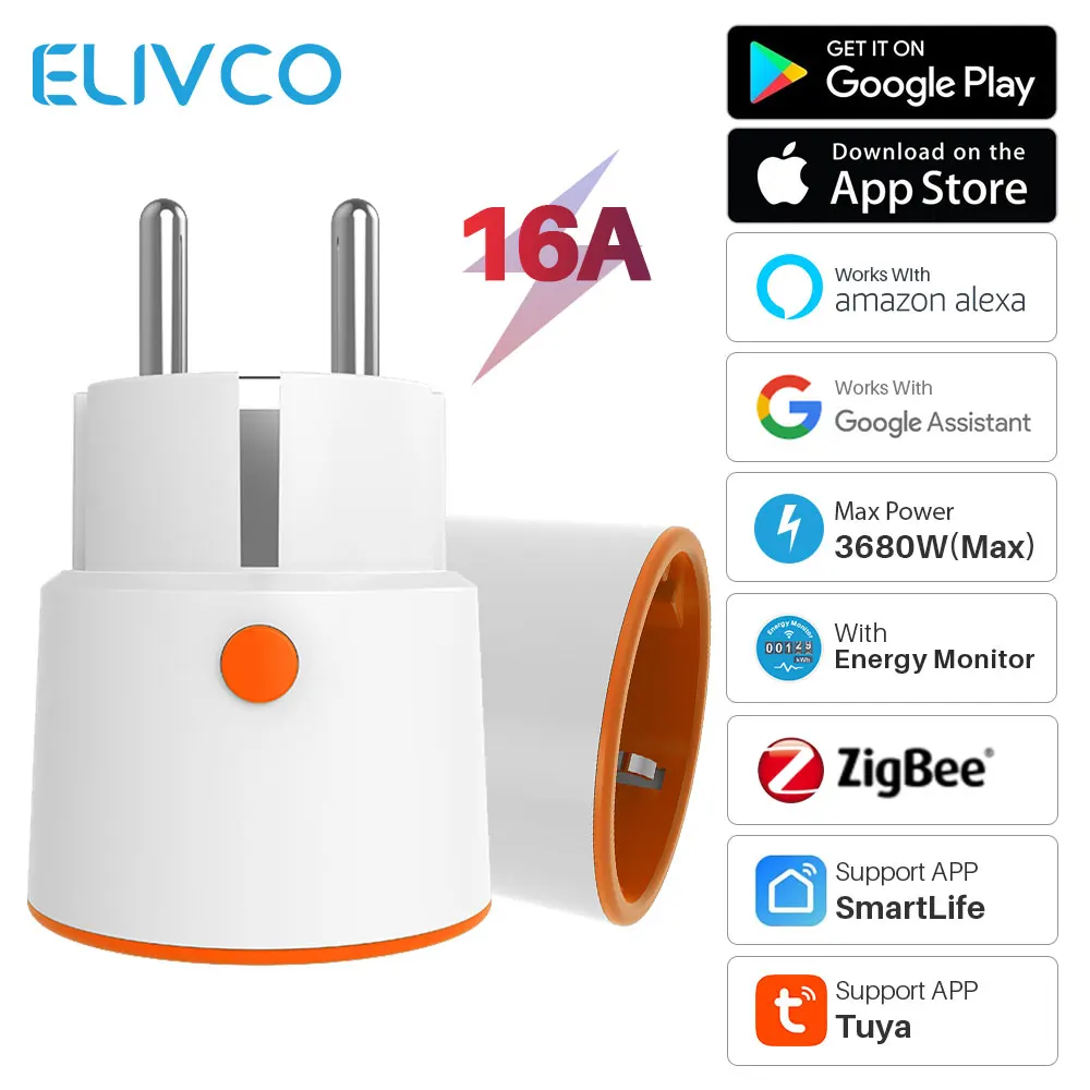 

Умная розетка Zigbee 3680 Вт с поддержкой Alexa и Google Home, 16 А