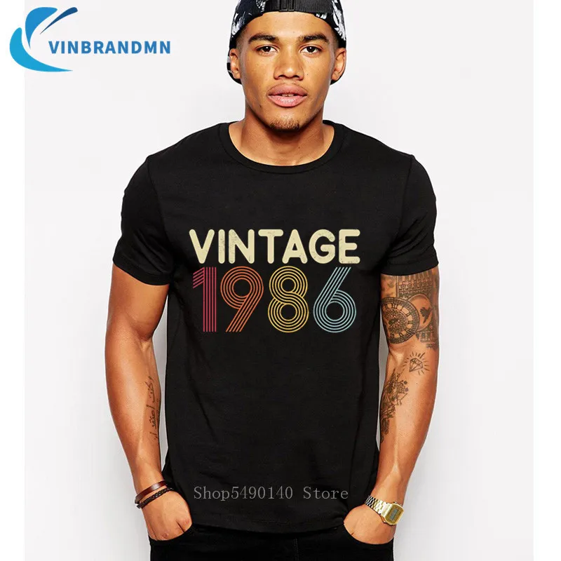 

Vintage 1986 Years White Men T Shirt Boyfriend's 34th Birthday Gift T Shirt Unisex Family Gathering Custom Cool Tshirt Camiseta