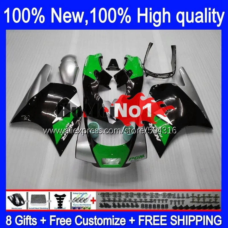 

Корпус для HONDA VFR400 R V4 VFR400RR RVF400R 150MC.98 RVF VFR 400 R RR 400R CC NC24 87 88 VFR400R 1987 1988 обтекатель зеленый серебристый