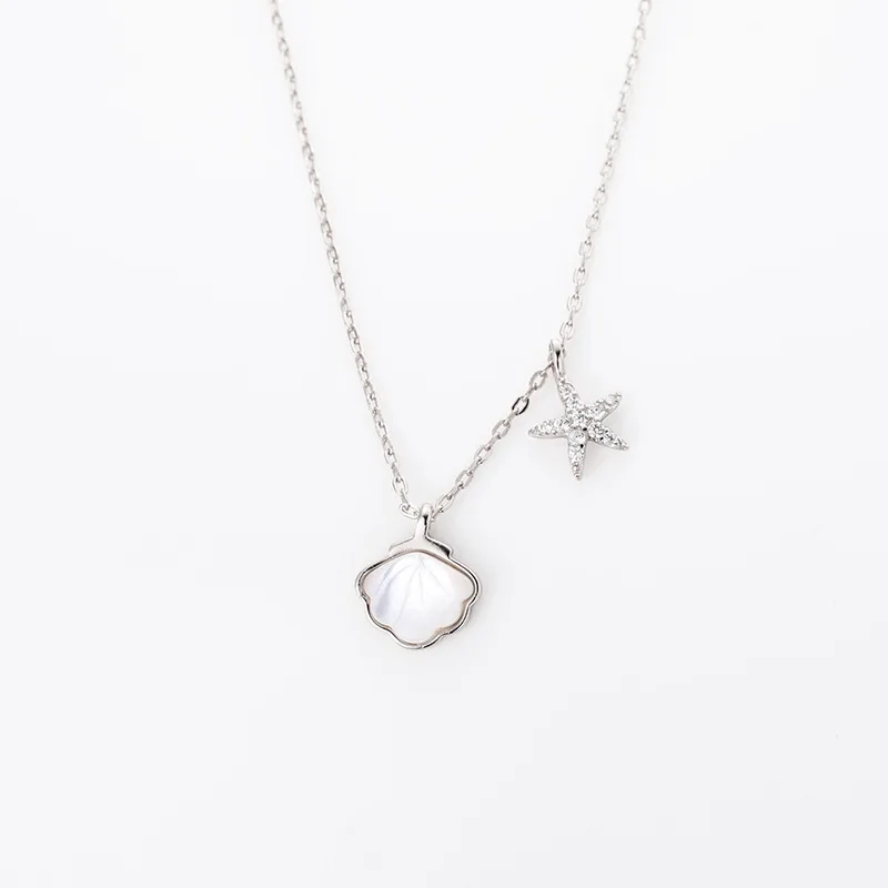 

925 Sterling Silver Crystal Starfish Charm Pendant Necklace For Women Wedding Wedding Jewelry Choker Collar dz789