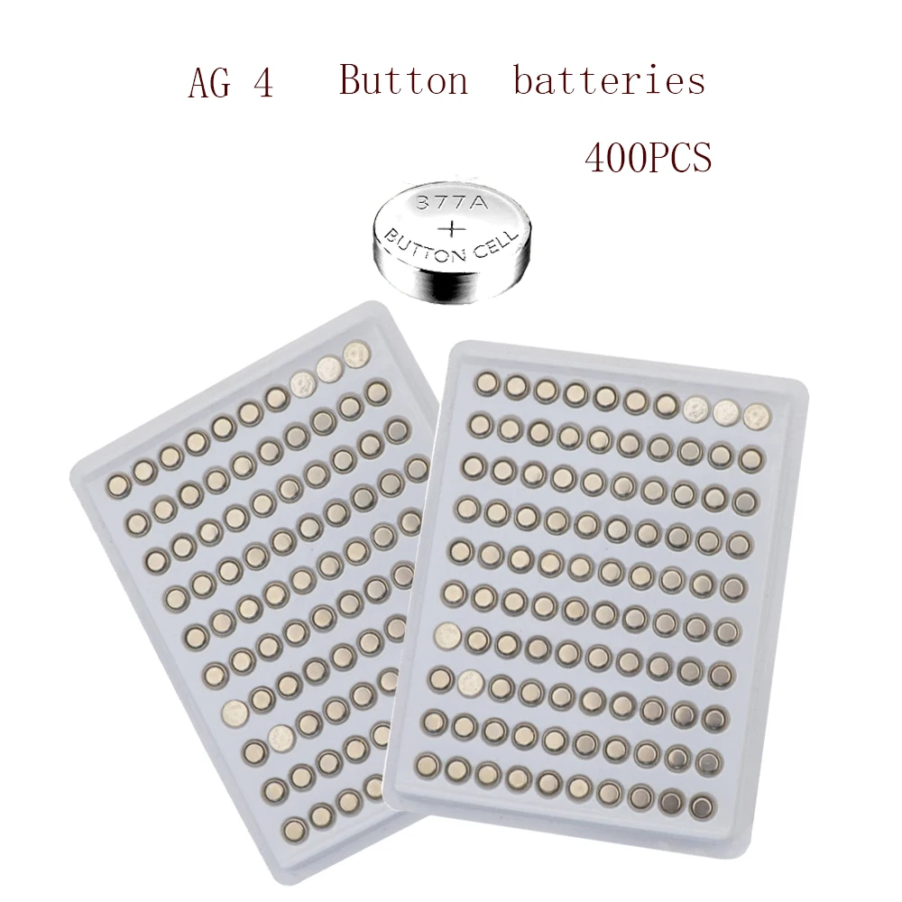 

AG4 1.55V 400pcs AG4 20mAh Watch Button Battery 377 LR626 Cell Coin Batteries SR626SW SR626 Electronics Watch Toy Accessories