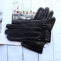 imported sheepskin gloves mens fashion new thin wool lining autumn warm outdoor motorcycle riding driver finger gloves