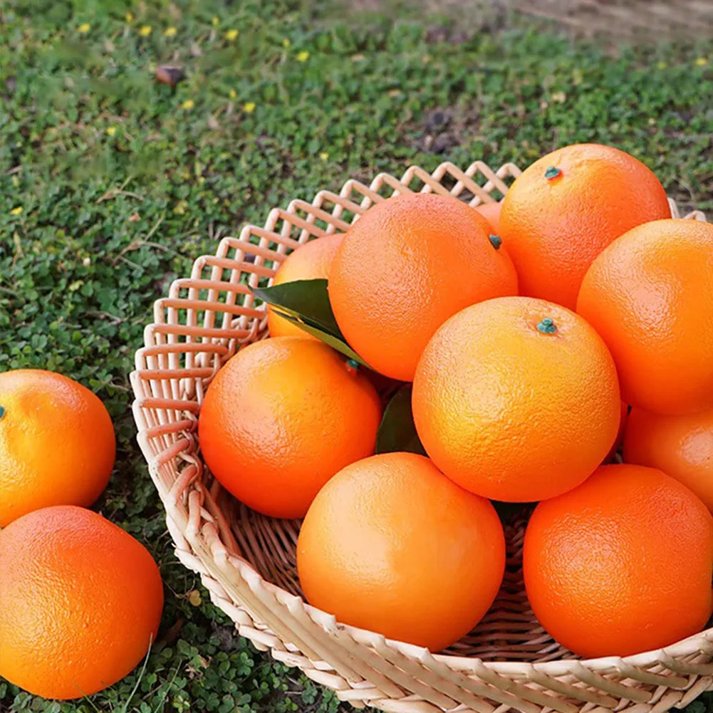 

6pcs Artificial Oranges Plastic Faux Fake Fruit Oranges Home Kitchen Decor For New Year Halloween Christmas Thanksgiving