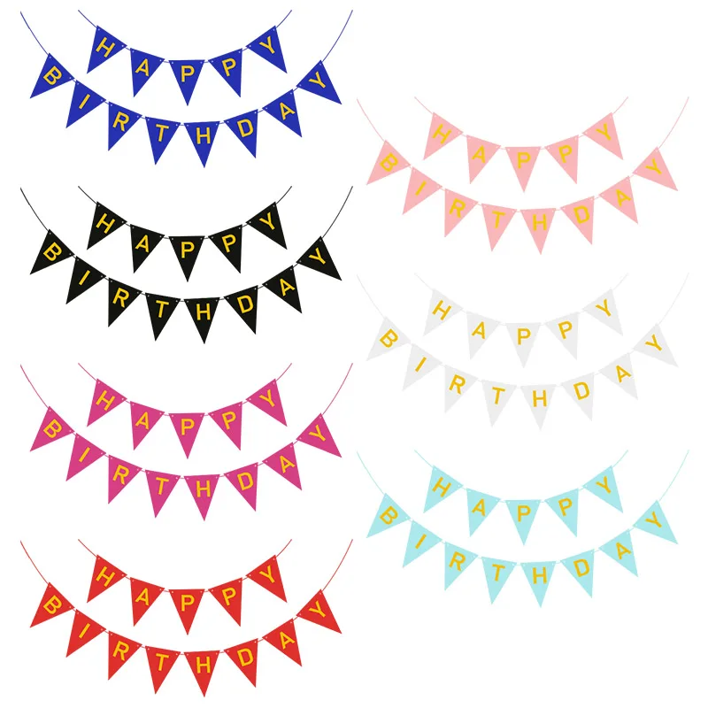

Happy Birthday Banner Bunting Paper Flags for Kids Adults Birthday Party Hanging Garland Anniversary Decor Baby Shower Supplies
