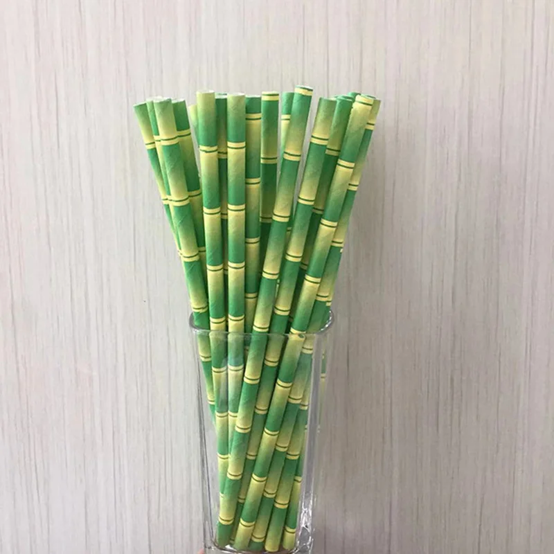 25 шт./лот соломинки из Зеленой Бамбуковой бумаги с днем рождения свадьбы