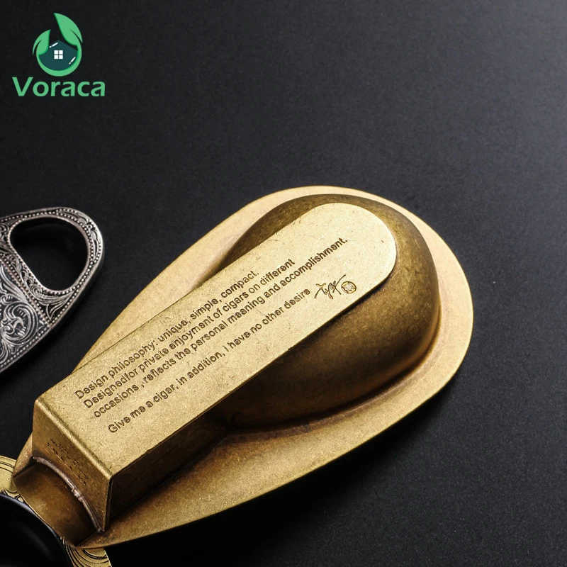 

Vintage Luxury Brass Cigar Ashtray Portable Metal Tobacco Ash Tray Holder for Home Office Hotel Smoking Accessories Best Gifts