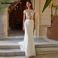 sevintage mermaid wedding dress 2021 vestidos de novia vintage lace appliques flowers boho bridal gown backless wedding gowns