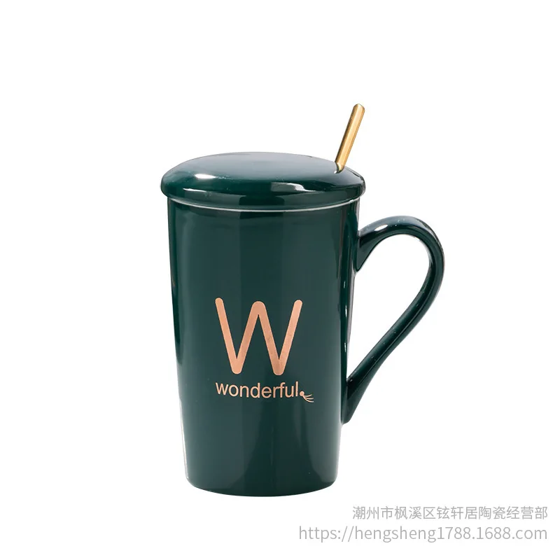 Классический творческий керамический кофе чашка личность письмо с ложкой крышка