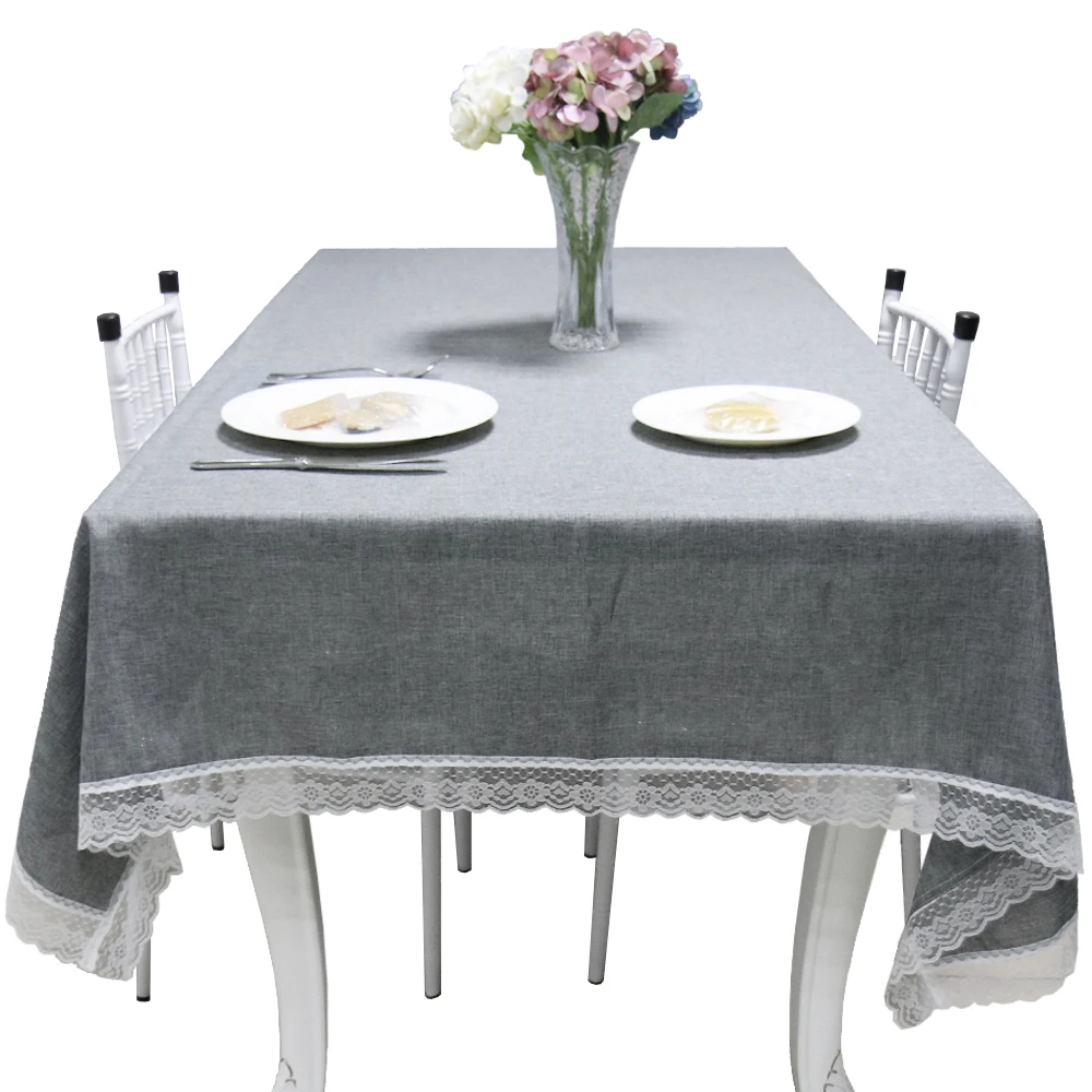 

1pcs Imitation Linen Lace Tablecloths Rectangle Table Cover Square Dining Table Flag for Wedding Home Party Decorations