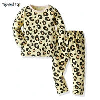 top and top autumn winter toddler kids girls clothes pullover topspants leopard 2pcs outfit sets sleepwear tracksuit sportwear