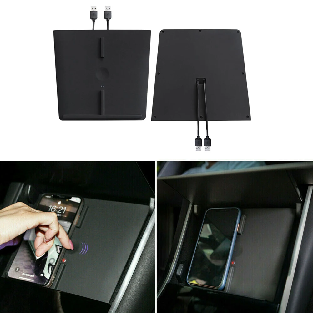 Автомобильное беспроводное зарядное устройство Qi с двумя USB-портами для