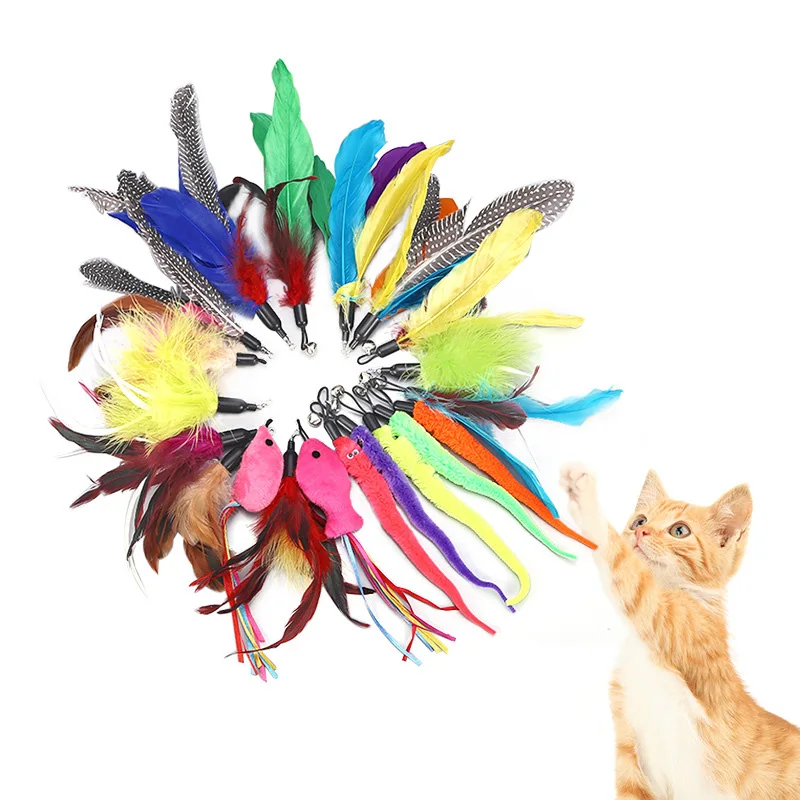 

Replacement Cat Feather Toy Cat Feather Teaser Wand Toy for Kitten Cat Having Fun Exercise Playing Without The Stick Pet Supply