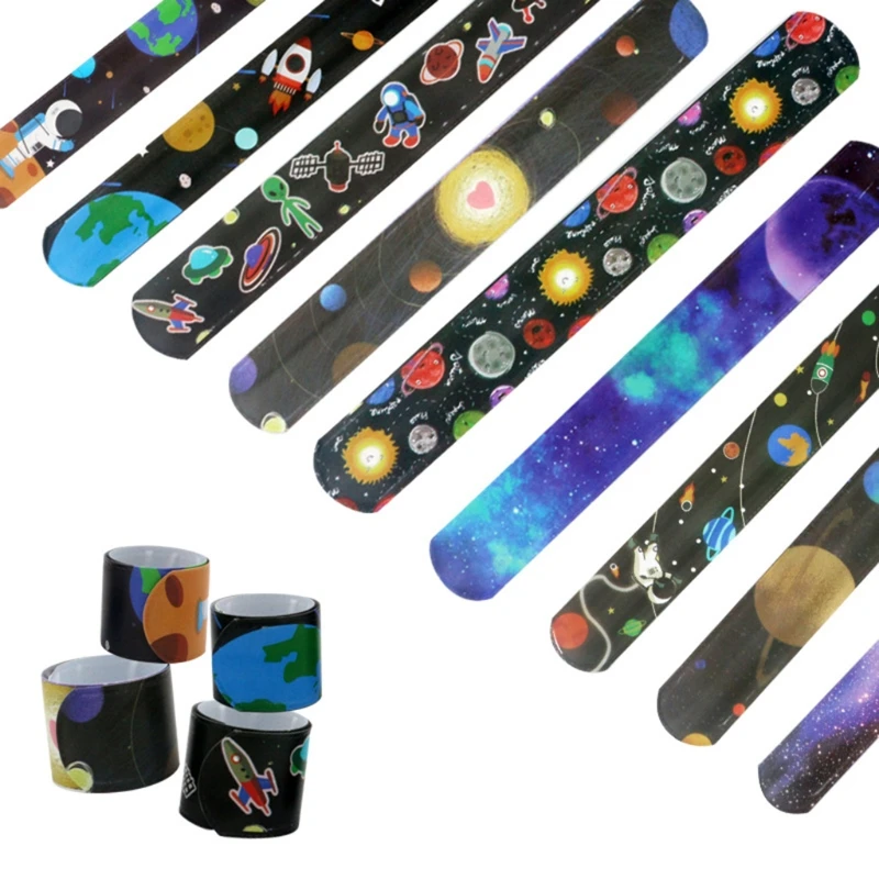 

10 PCS Space Slap Bracelets Snap Bands Class Prize Party Decorations Favors Novelty Treasures Gifts Beautiful Party