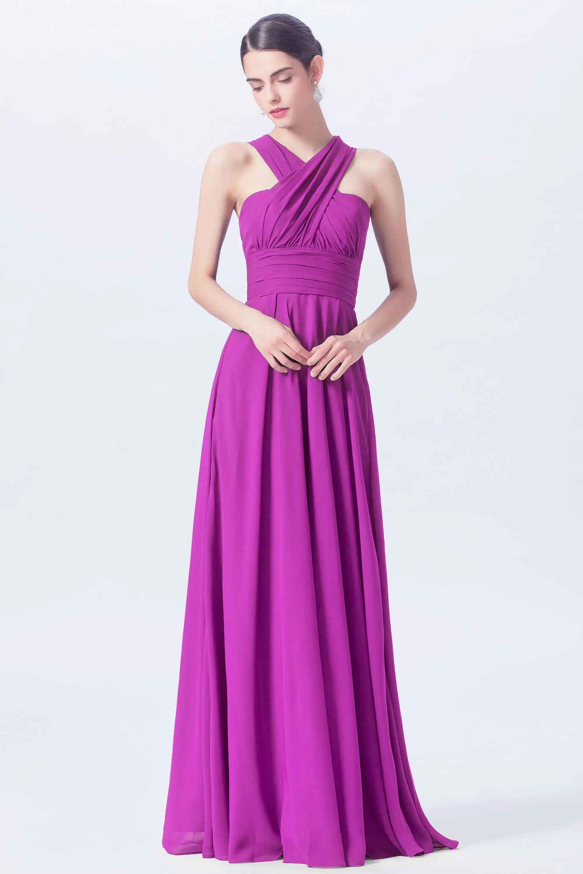 

Purple chiffon long bridesmaid dress 2021-2022 strapless Wear more luckgirls mocini tailor-Broken code on sale