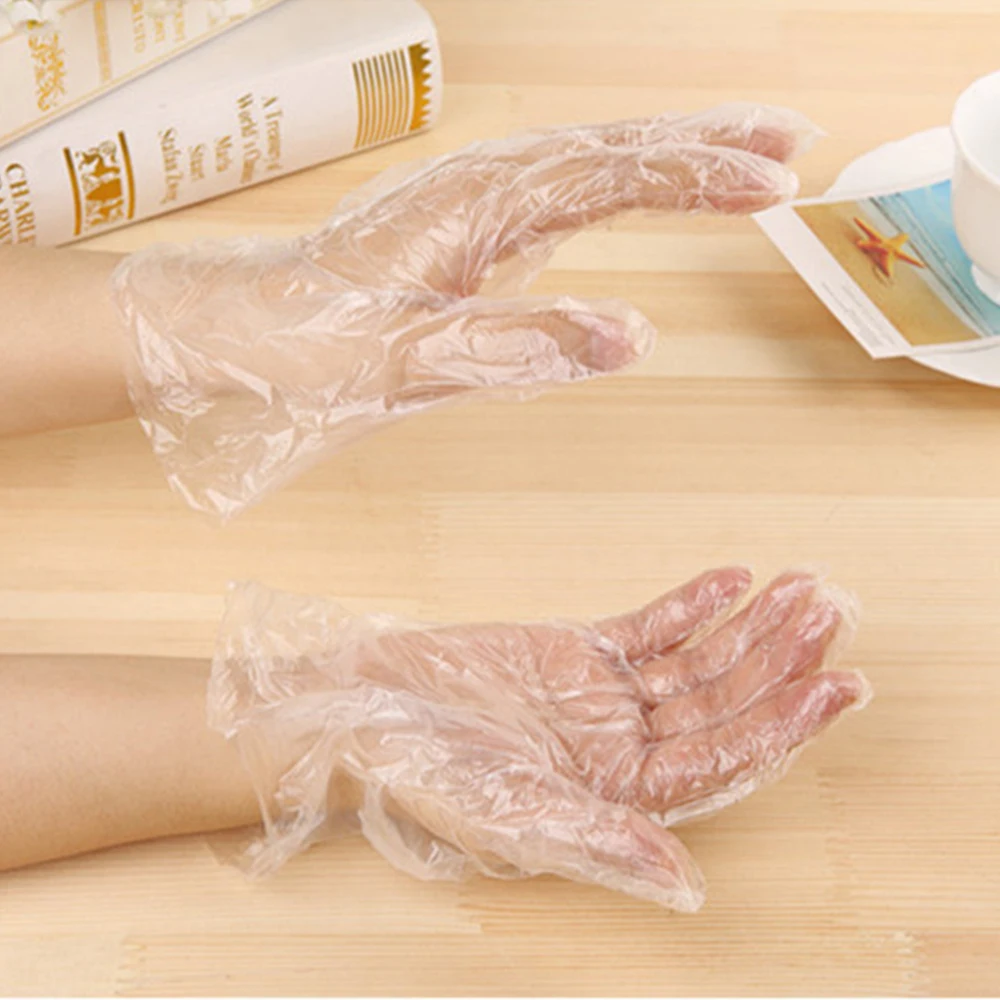 100 упаковок Пластиковые перчатки одноразовые пластиковые для мытья посуды