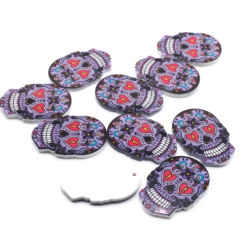 10 шт сахарный череп Хэллоуин амулеты для сережек брелки ожерелье изготовление