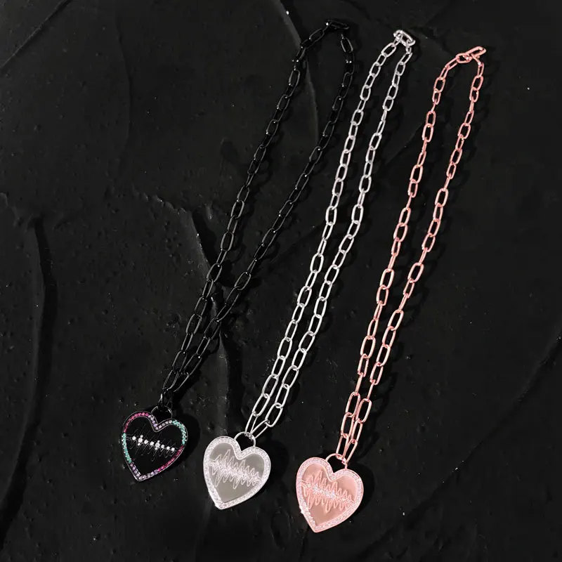 

S925 sterling silver new heartbeat necklace female fashion bohemian heart-shaped clavicle chain romantic sweet Moroccan jewelry