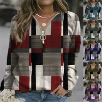 2021 autumn and winter new tops european and american womens clothing lattice childrens sweater fleece jacket women y2k