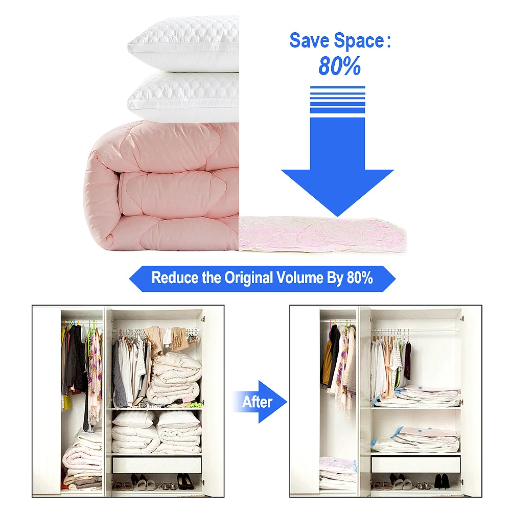 

Home vacuum bags for clothes Storage Bag With Valve Transparent Border Foldable Compressed Organizer Space Saving Seal packet
