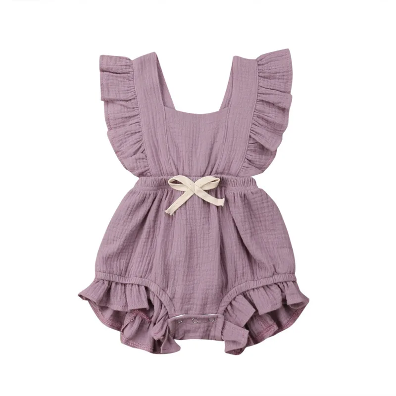 Ромпер Для новорожденных девочек однотонная Одежда для маленьких комбинезон