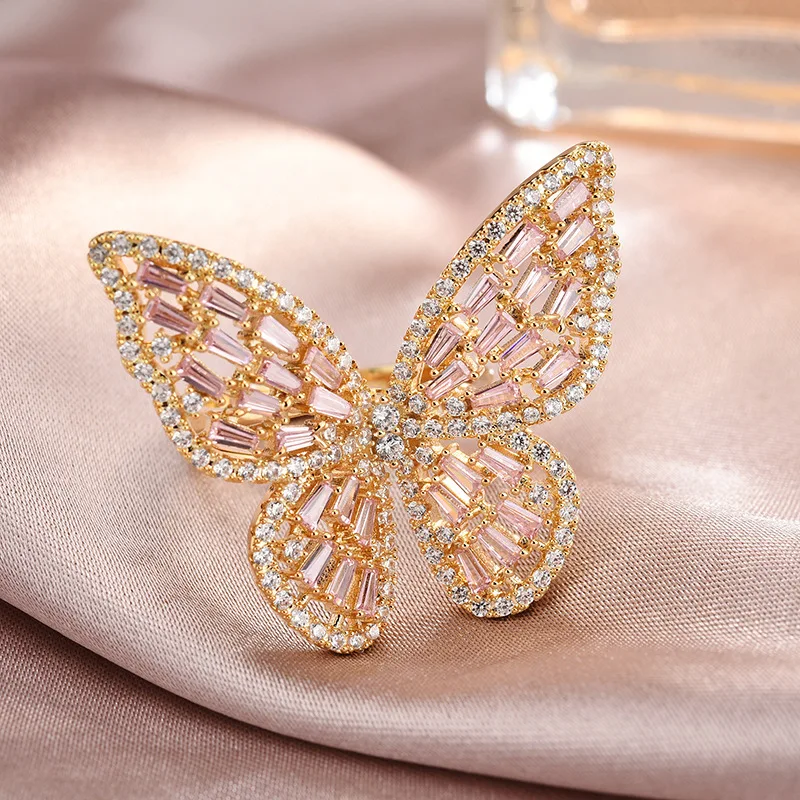 

Open cut ring female fashion personality Korean exquisite luxury popular butterfly ring and index finger ring