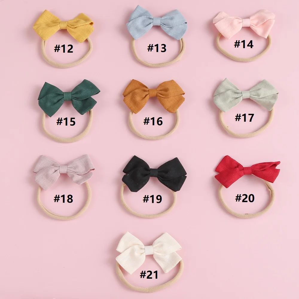 

Newborn Bows Headbands For Girls Headwear Nylon Hairband For Girls Kids Soft Fabric Bowknot Solid Hair Ties Hair Accessories