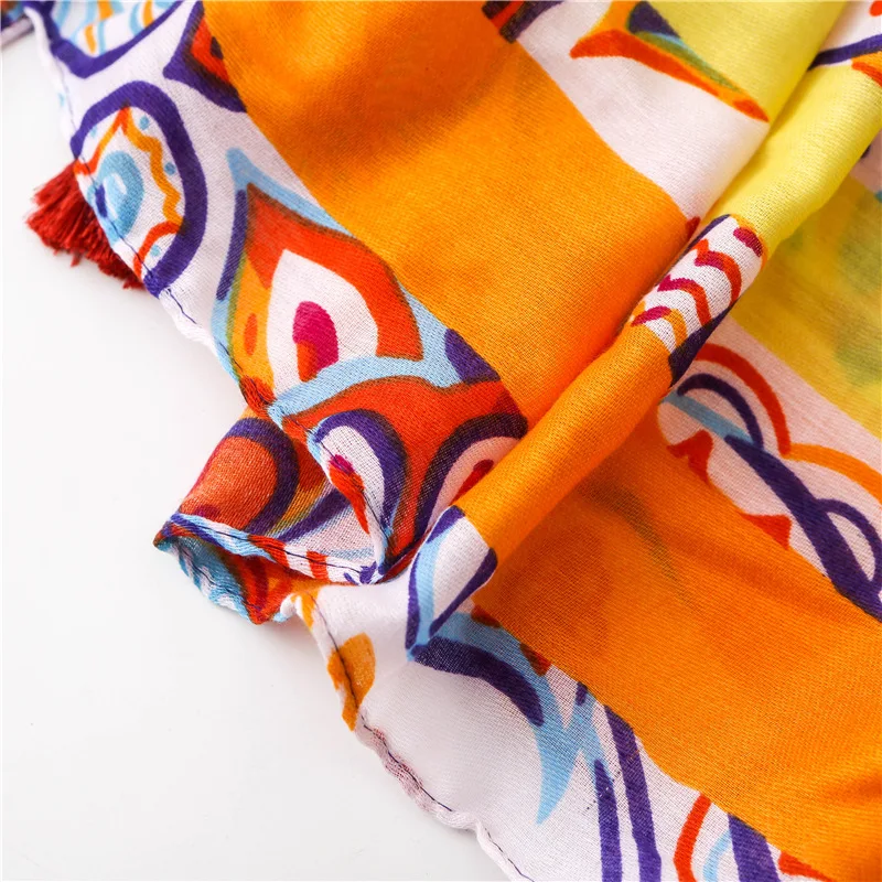 Женская модная вискозная шаль с кисточками шарф из пашмины оранжевого цвета