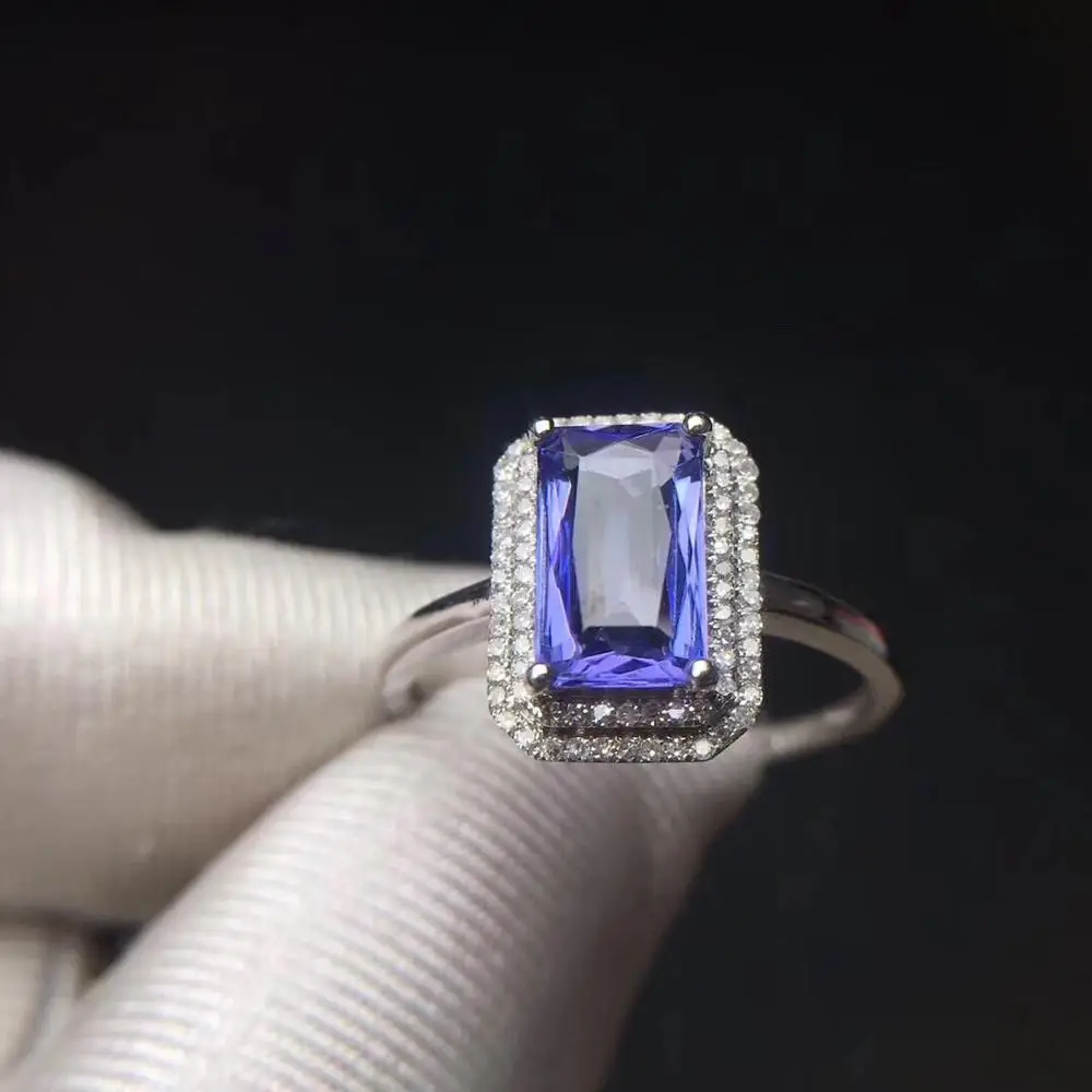 Кольцо из танзанита H624 ювелирные изделия чистого 18 каратного золота драгоценные