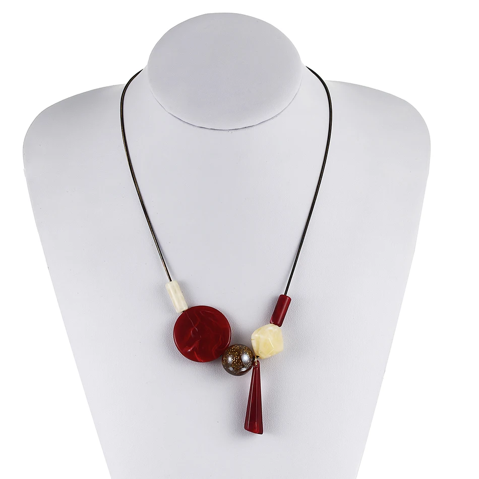 Женское акриловое ожерелье NR060 яркое с геометрическим узором эффектное |