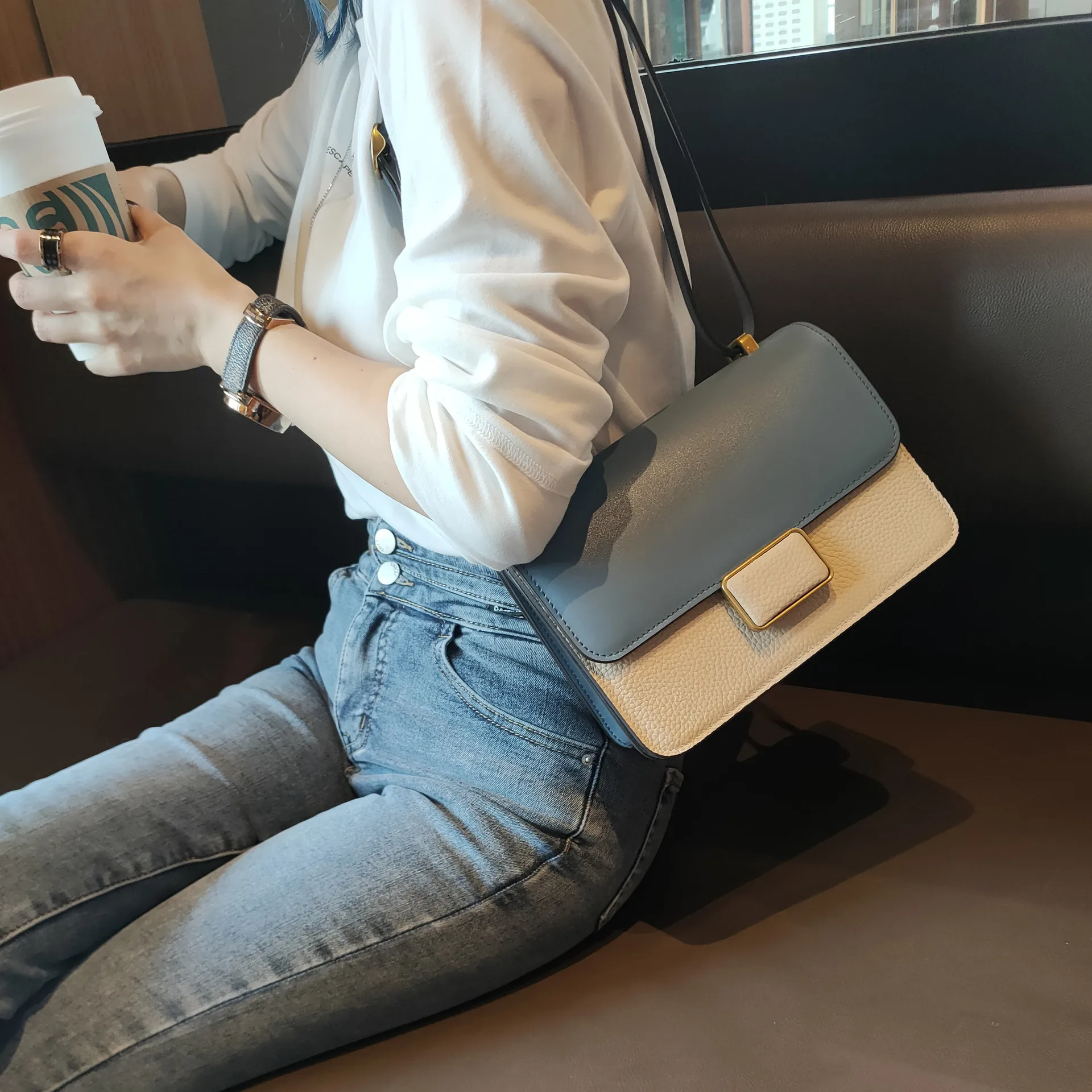 

OUSSON New Design Small Square Leather Crossbody Bag Exquisite Female Messager Bag Fashion One-Shoulder Bag For Woman