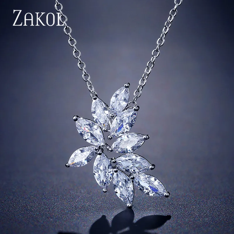 ZAKOL изысканное высокое качество циркония цветок Сладкий ожерелье кулон для