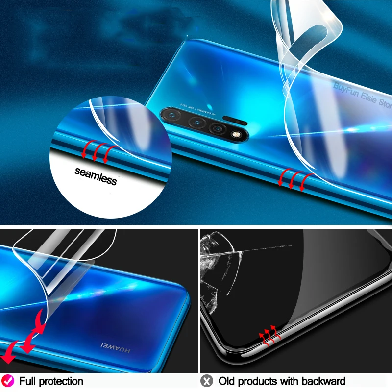 Защитная пленка 3 в 1 для Huawei P40 Pro Plus Lite E гидрогелевые пленки Nova 6 se 7i honor V30 9X PSmartZ