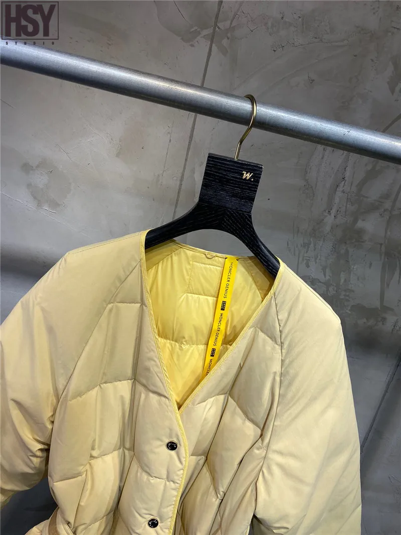 【HSY】2019 зима новый женский съемный на молнии с капюшоном шаль Пояс Талия стеганый