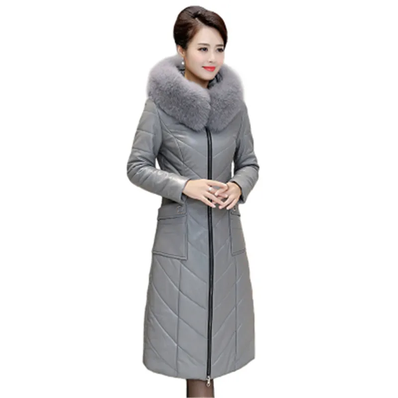 Кожа пуховая куртка длинное пальто для женщин девочек и мальчиков новые зимние