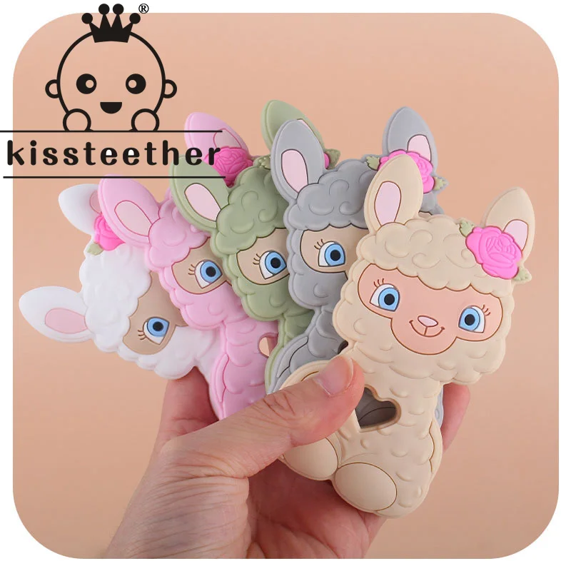 

Детский силиконовый Прорезыватель для зубов Kissteether, мультяшное животное, овечка, кольцо для прорезывания зубов, бусины для ухода за зубами, ...