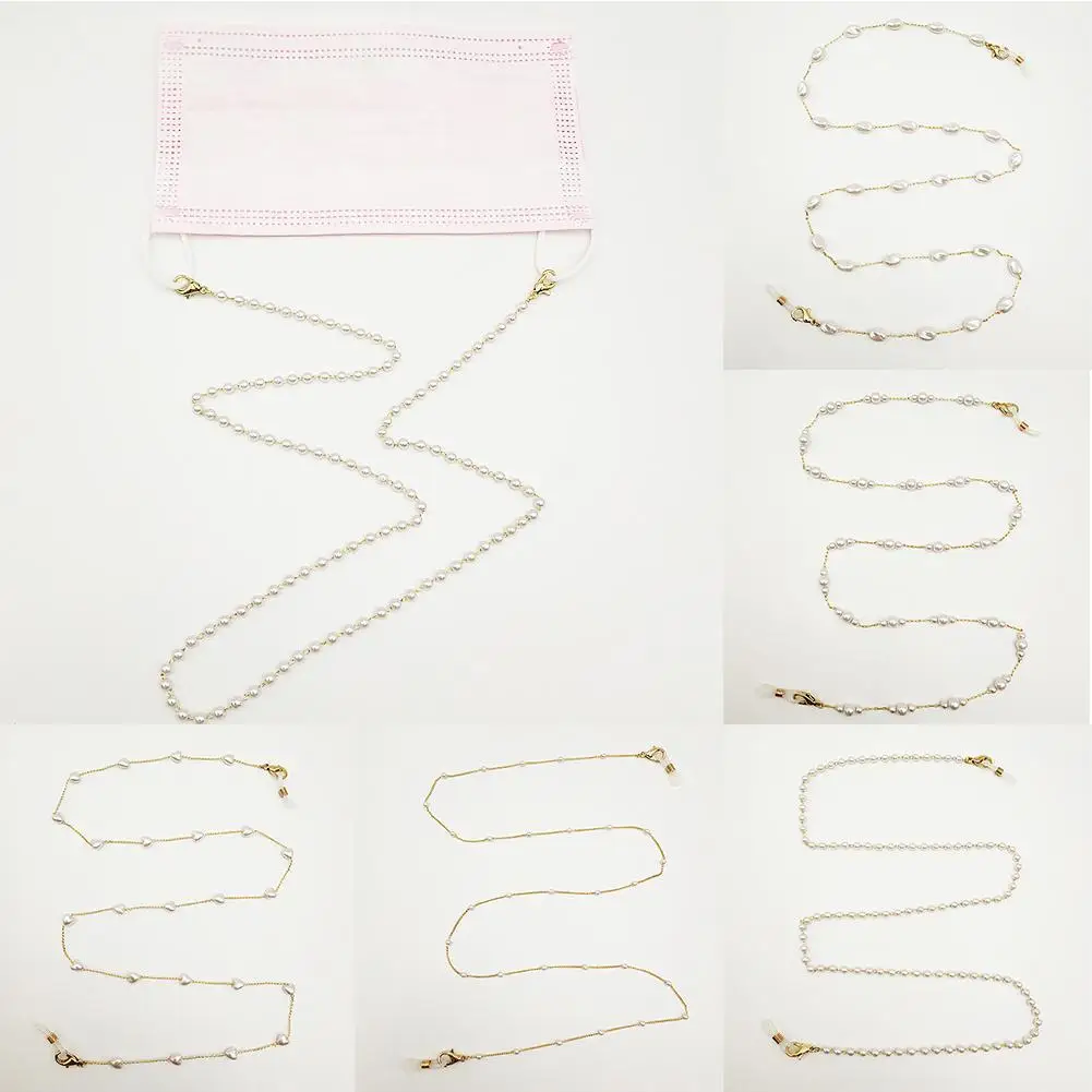 

Fashion Reading Glasses Chain For Women Metal Sunglasses Casual For glasses Beaded Pearl New 2021 chain Cords Eyeglass wome C6R4