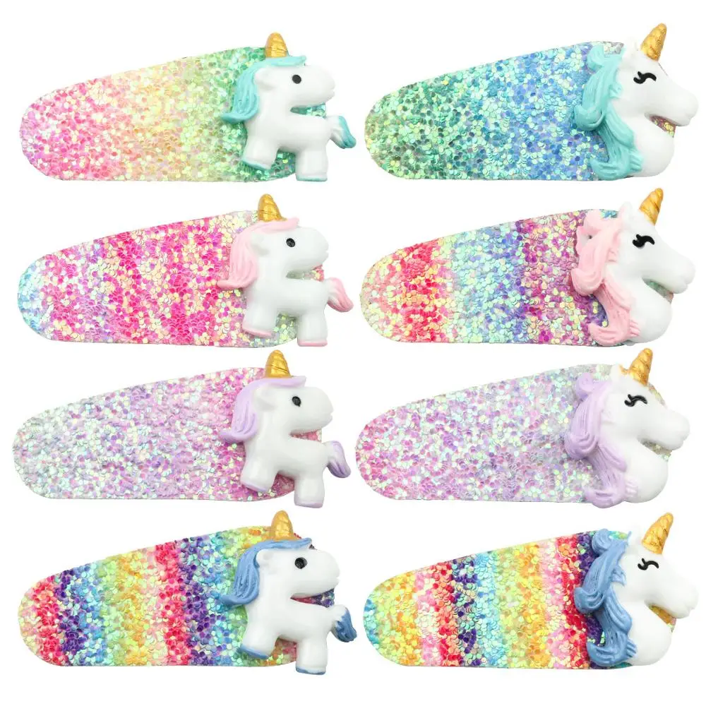 

30Pcs Unicorn Rainbow Glitter Gold Hair Pin Baby Girl Clips