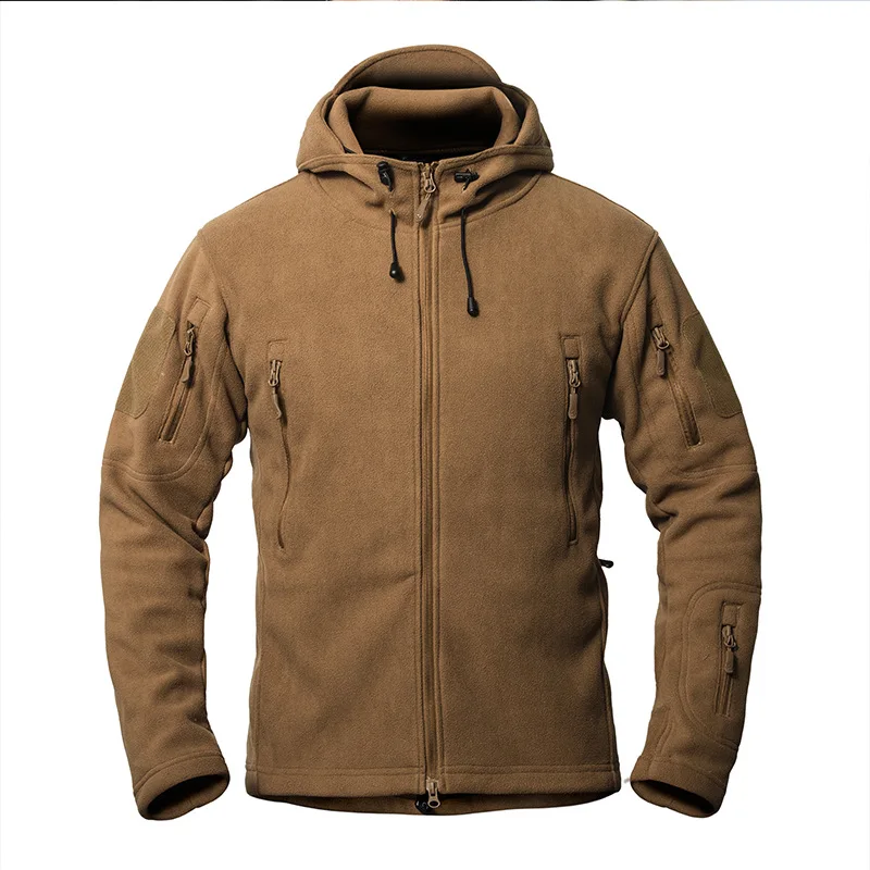 

Outdoor Hooded Fleece Tactical Jacket Men Upgraded Fleece Liner Multi-pocket Autumn Winter Thick Windproof Warm Military Clothes