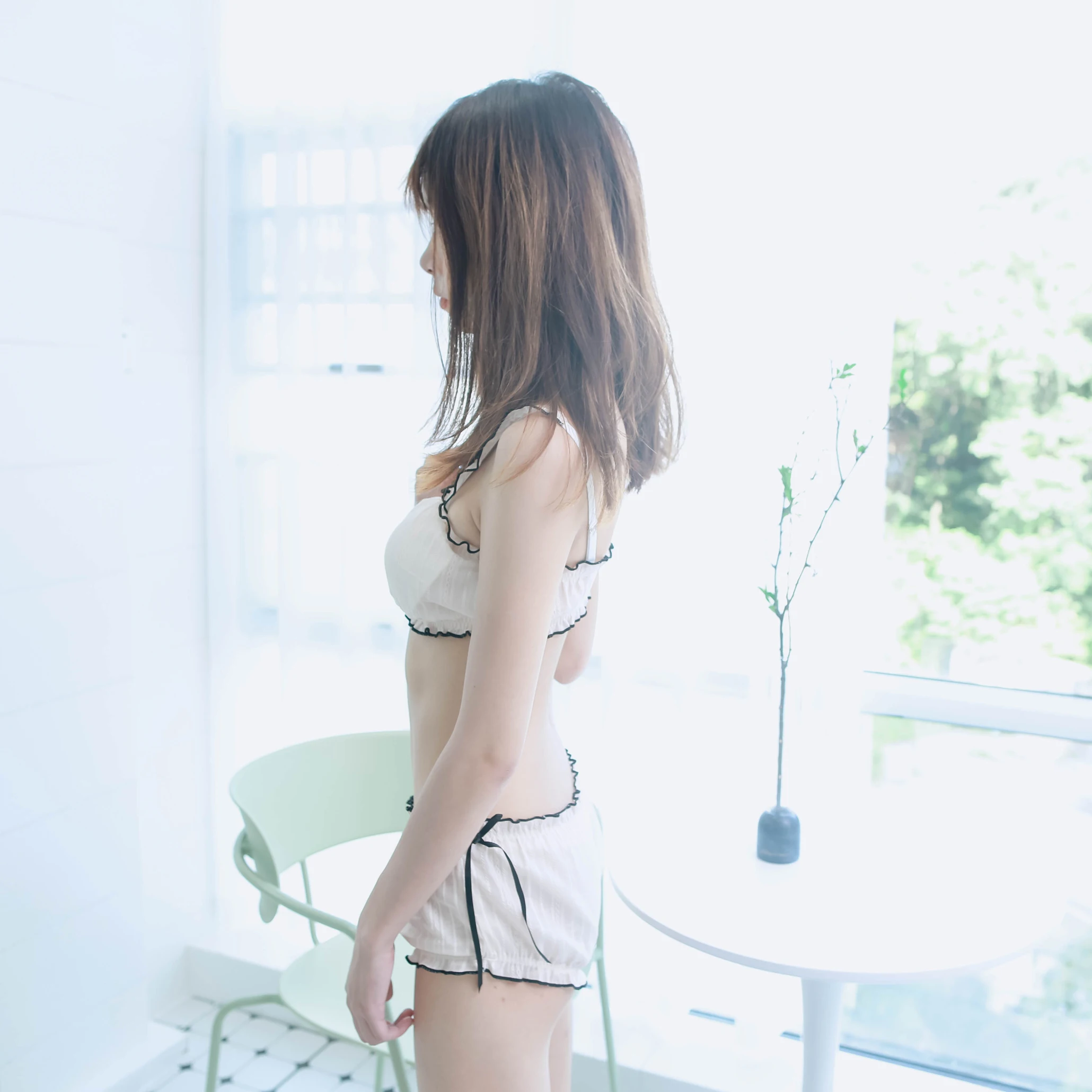 Комплект нижнего белья для молодых девушек хлопковый бюстгальтер с оборками и